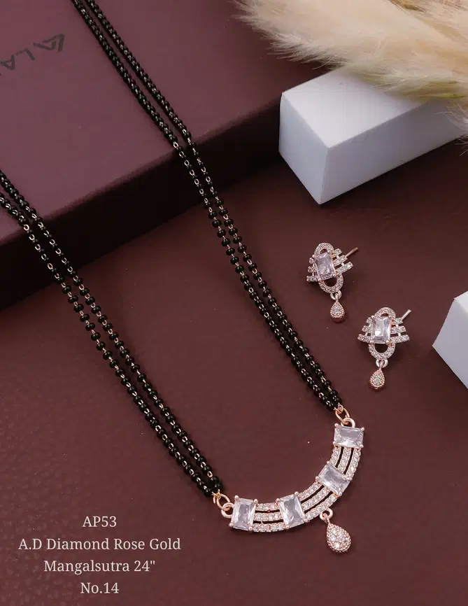 AP5 Designer AD Diamond Rose Gold Mangalsutra Wholesale Shop In Surat
